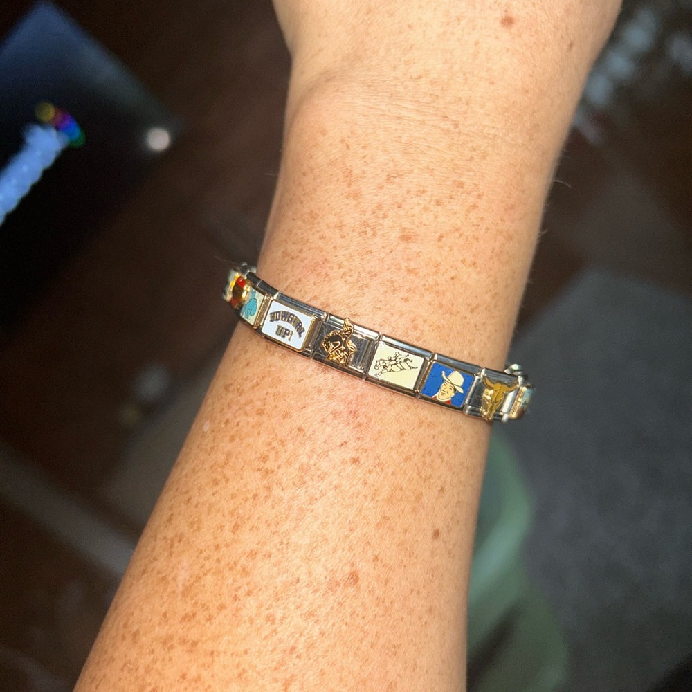Italian Charm Bracelet Cowgirl Theme